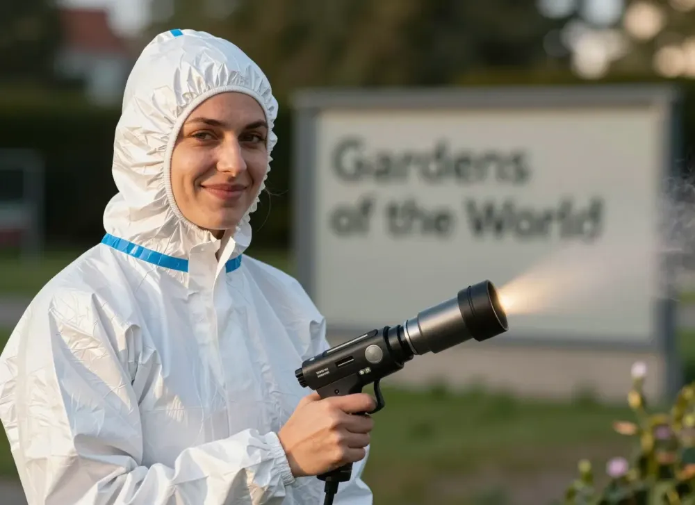 Schädlingsbekämpfer an den Gärten der Welt in Marzahn-Hellersdorf