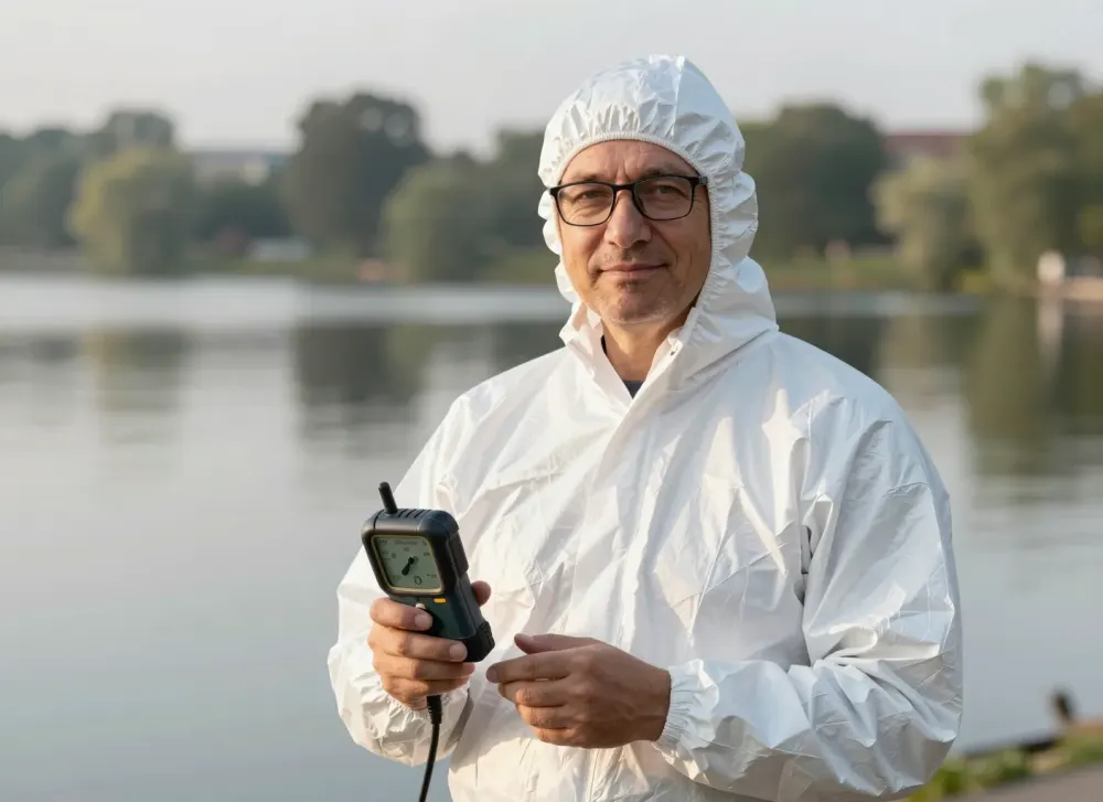 Schädlingsbekämpfer am Tegeler See in Berlin-Reinickendorf