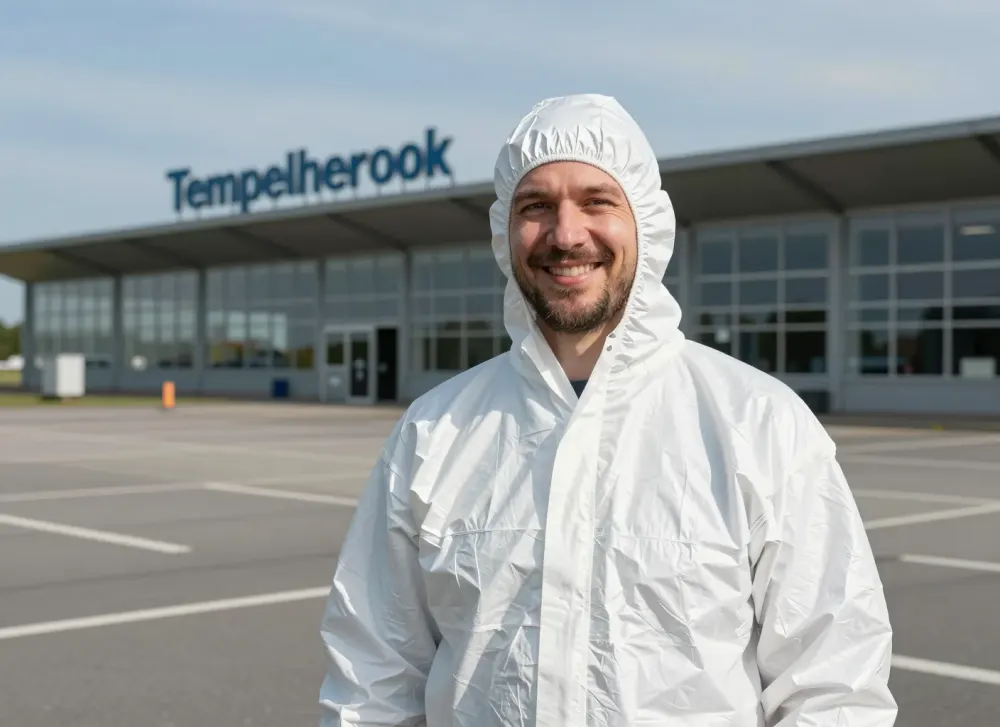 Schädlingsbekämpfer am Tempelhofer Feld im Ortsteil Tempelhof