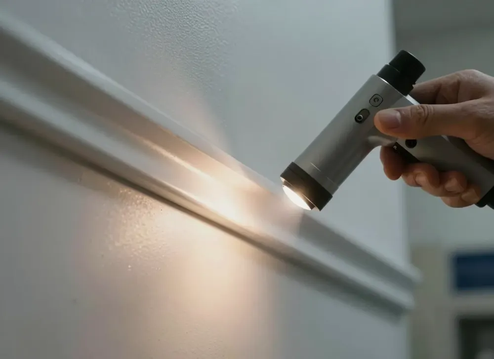 Prüfung eines Dachstuhls aus Holz auf Ausfluglöcher